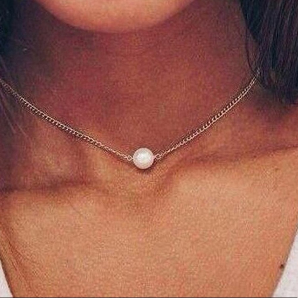 Pearl Choker, single pearl necklace, classy